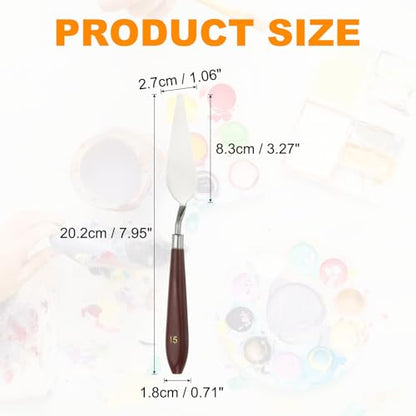 HARFINGTON 2pcs Palette Knife Painting Tool 3.27" x 1.06" Stainless Steel Art Spatula Pallet Knives Scrapers Tools with Plastic Handle for Acrylic Oil Canvas Mixing Spreading, Red/Silver - size: 3.27" x 1.06"