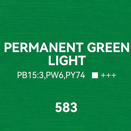 PHOENIX Permanent Green Light Oil Paint - 40ml / 1.35 Fl oz. Single Tube - Artist Quality Oil Based Paint for Professionals - color: Permanent Green Light