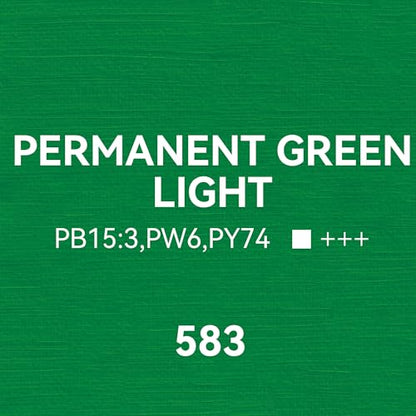 PHOENIX Permanent Green Light Oil Paint - 40ml / 1.35 Fl oz. Single Tube - Artist Quality Oil Based Paint for Professionals - color: Permanent Green Light