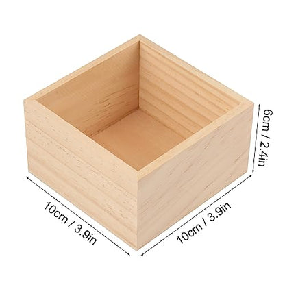 GNIEMCKIN 20 Pack 4 x 4 Inch Unfinished Small Square Wooden Box, Rustic Organizer Storage for DIY Crafts, Collectibles, Succulents, Desktop Drawer Decor - size: 20 Pack