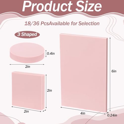 18 Pcs Rubber Stamp Carving Blocks Linoleum Blocks 4"x6" and 2"x2" Round Square Rectangle Block Carving Kit for Stamp Crafts DIY Project(Pink)
