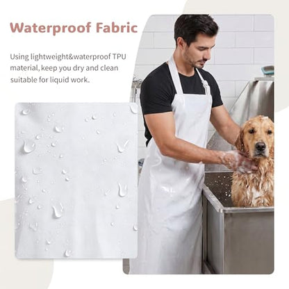 Nanxson TPU Waterproof Apron Lightweight Work Apron with Adjustable Buckle | Liquid Resistant,Neck buckle design,Easy to clean,Unisex,Butcher Apron for Dishwashing Grooming,Halloween - color: White