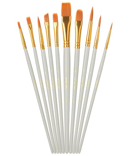 Mr. Pen- Acrylic Paint Brushes Set, 10 Pack, Round & Pointed Tip | Nylon Hair Artist Brushes for Watercolor, Oil, Rock, Face, Nail, Miniature, Canvas, Detailing, Drawing, Art Supplies - color: Soft Gray, size: 10 Pcs