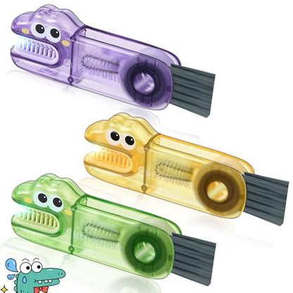 3 in 1 Cup Lid Cleaning Brush, Gap Cleaner Brushs - Home Kitchen Multifunctional Bottle Cleaning Brush Set, Portable Travel Bottle Lid Cleaner Tools - color: Yellow Purple Green