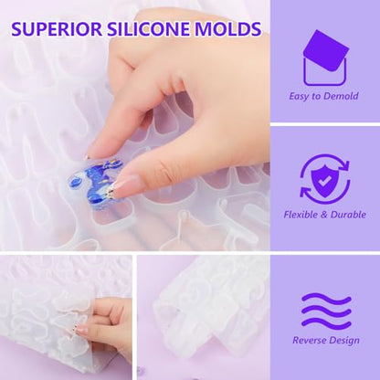 KISREL Epoxy Resin kit -18oz Clear Epoxy Resin with Silicone Alphabet Resin molds and Jewelry Making Kits, 2 Part Epoxy and Hardener for Casting Coating, Keychains, DIY Craft Decorations - size: Alphabet Molds and 8 Mini Molds