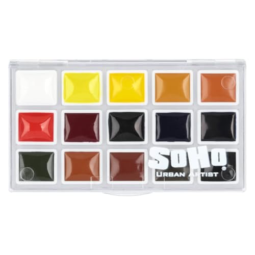 Soho Urban Artist Watercolor Set - Professional Watercolor Paint Set of 15 Semi-Moist Whole Pans for Professional Artists & Watercolorists - Compact, Portable with Rich, Concentrated Colors