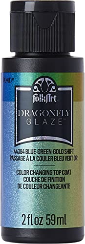 FolkArt Acrylic Multi-Surface Dragonfly Glaze Multi-Surface Paint (2 oz), 44384, Blue-Green-Gold - color: Blue-Green-Gold