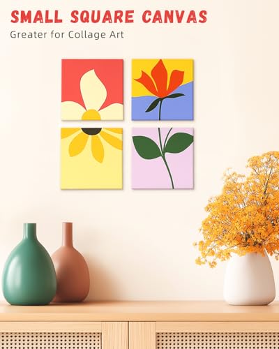 Simetufy 24 Pack 4x4 Inch Mini Canvas Boards Painting Panels, 100% Cotton Primed Acid-Free for Oil, Watercolor & Acrylic Painting, Art Projects - size: 4"x4"