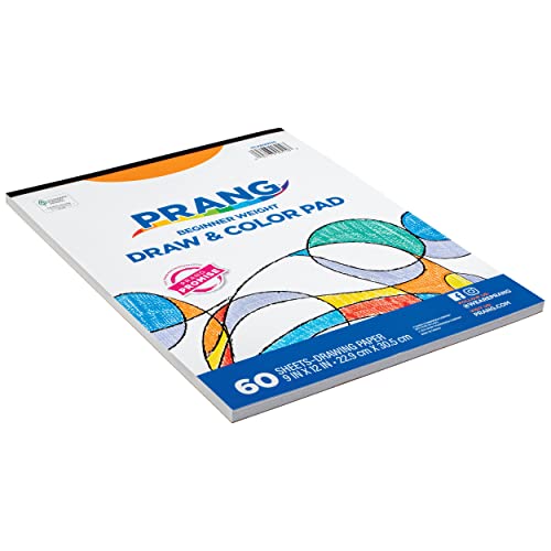 Prang (Formerly Art Street) Drawing & Color Paper Pad, White, Beginner Weight, 9" x 12", 60 Sheets