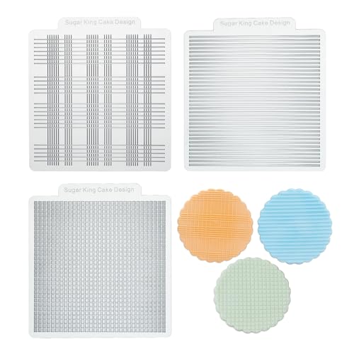 KALAIEN 3 Pack Cookie Embosser Set, Fondant Impression Mats Acrylic Embosser for Fondant Stamps, Texture Sheets for Polymer Clay, Chocolate, Cupcake Topper, Fondant Molds-Style 2 - color: Style 2