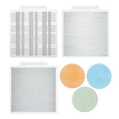 KALAIEN 3 Pack Cookie Embosser Set, Fondant Impression Mats Acrylic Embosser for Fondant Stamps, Texture Sheets for Polymer Clay, Chocolate, Cupcake Topper, Fondant Molds-Style 2 - color: Style 2