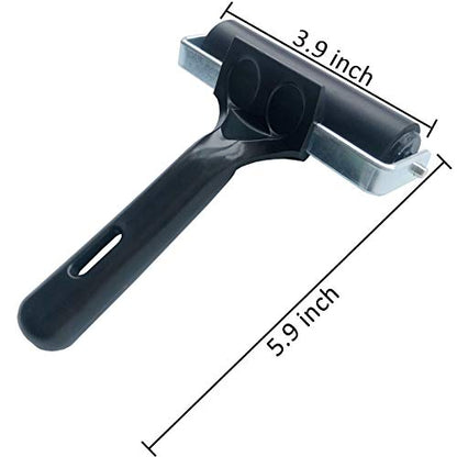 Benvo Rubber Brayer 4 inch Rubber Roller for Printmaking, Painting, Applying Glue, Wallpaper, Block Stamping Anti Skid Construction Tools with Hard Rubber Drum(Black, Classic Version)