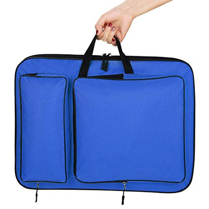 haozaikeji A3 Artist Portfolio Carry Case Bag Portable Waterproof Canvas Shoulder Bag Painting Pad Backpack for Sketching Painting Art Supplies with Shoulder Straps & Carry Handle - color: Dark Blue