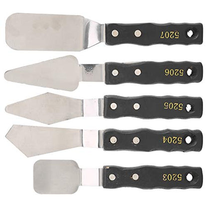 5pc Palette Knives Set, Stainless Steel Spatula Painting Knives for Oil Canvas Acrylic, Artist Palette Knife Oil Painting Accessories