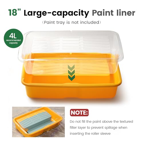 VOOMEY 12-Pack 18 Inch Disposable Paint Tray Liners, Deep-Well Paint Pan Liners for 18" Trays, Easy Clean & Quick Color Change (Fits VOOMEY 18 Inch Paint Trays Only) - size: 18 Inch Paint Tray Liners (12pcs)