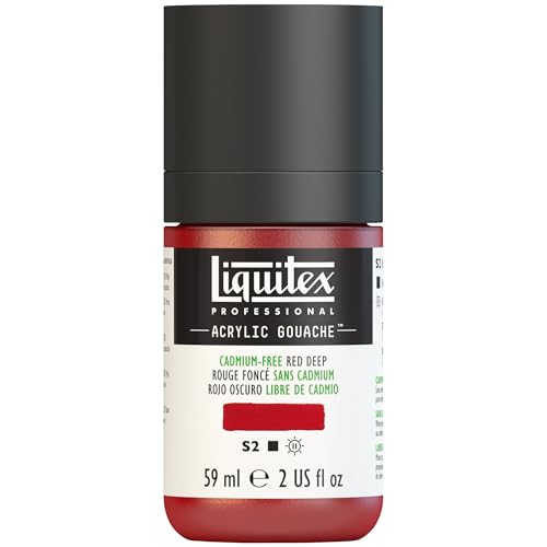 Liquitex Professional Acrylic Gouache, 2-oz (59ml) Bottle, Cadmium-Free Red Deep - color: Cadmium-free Red Deep