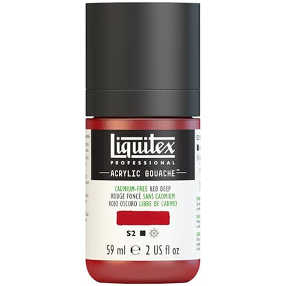 Liquitex Professional Acrylic Gouache, 2-oz (59ml) Bottle, Cadmium-Free Red Deep - color: Cadmium-free Red Deep