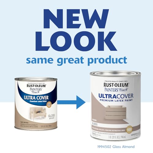 Rust-Oleum 1 qt 1994502 Almond Painters Touch 2X Ultra Cover Premium Latex Paint - color: Gloss Almond, size: 1 Quarts (Pack of 1)