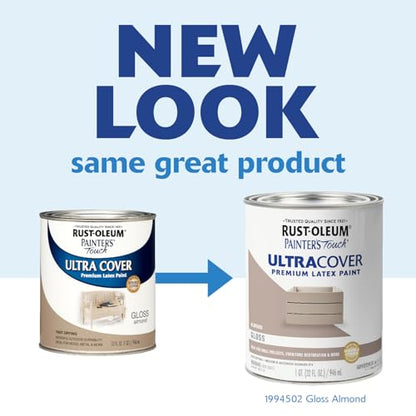 Rust-Oleum 1 qt 1994502 Almond Painters Touch 2X Ultra Cover Premium Latex Paint - color: Gloss Almond, size: 1 Quarts (Pack of 1)