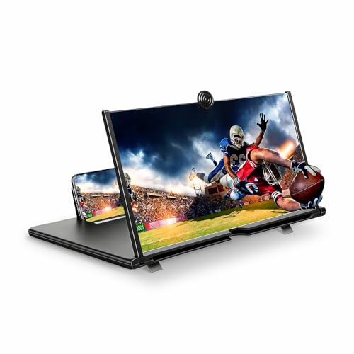 for 16" Mobile Phone Screen Magnifier 3D HD Projector Screen for Movies, Videos, Foldable Stand with Screen Amplifier, Supports All Smartphones,16 inches - size: 16 Inch