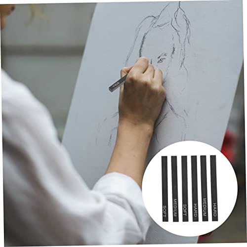 6pcs Professional Art Charcoal Compressed Sticks Drawing Set Medium Vine Charcoal Pencils Sketching Supplies for Artists Students
