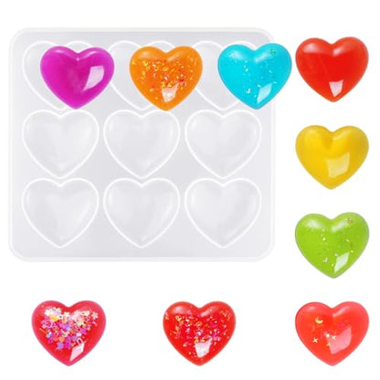 HOVEOX 2 Pieces Heart Shape Resin Molds Heart Shape Epoxy Molds Heart Silicone Molds for Resin Heart Resin Molds for Craft Making (2)
