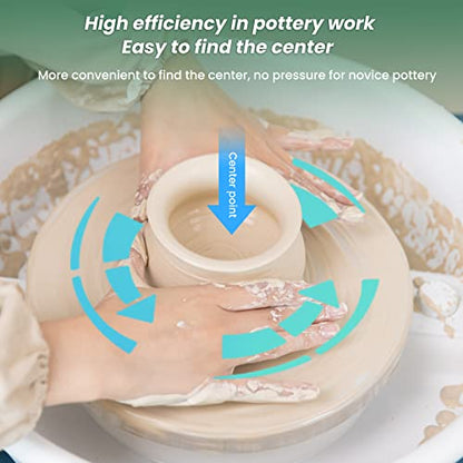 Huanyu Pottery Wheel Ceramic Machine 25 cm with Foot Pedal & LCD Screen, Electric Pottery Machine with Detachable Basin Art Clay DIY Sculpting Tool Kit