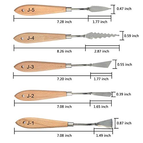 13Pcs Palette Knife Set - Stainless Steel Paint Mixing Drawing Painting Palette Scraper w/Wooden Handle for FX Special Effects in Oil Painting or Acrylic Mixing Spatulas Palette Knives Art Tools