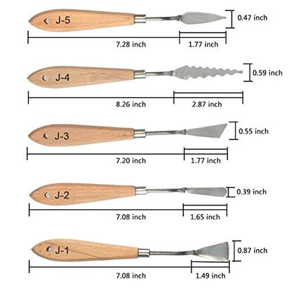 13Pcs Palette Knife Set - Stainless Steel Paint Mixing Drawing Painting Palette Scraper w/Wooden Handle for FX Special Effects in Oil Painting or Acrylic Mixing Spatulas Palette Knives Art Tools