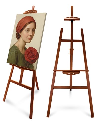 Foldable & Adjustable Art Easel Stand, Pine Wooden Easel Art Easels for Painting Adult Artist Easel Stand for Painting Easle Floor Standing,Large Easel Stand for Display Canvas Wedding,Walunut Easel - style: Walnut