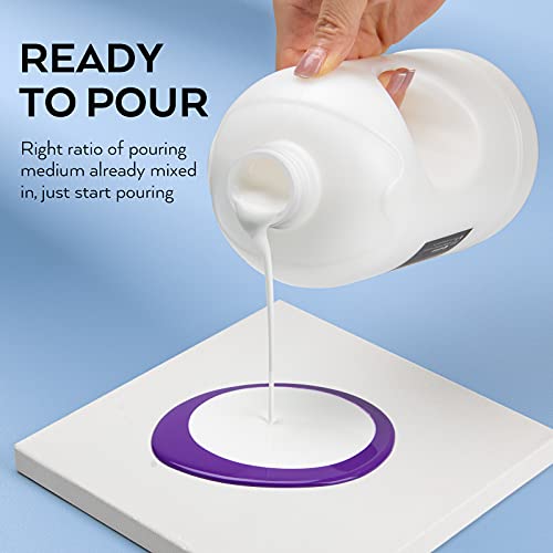 Nicpro Titanium White Color Acrylic Pour Paint, 69 Ounce Pre-Mixed Pouring Paint Supplies with Silicone Pour Oil & Gloves for Canvas, Rock, Wood Cell Creation Flow DIY Art Painting, Ready to Pour - color: 69oz-white