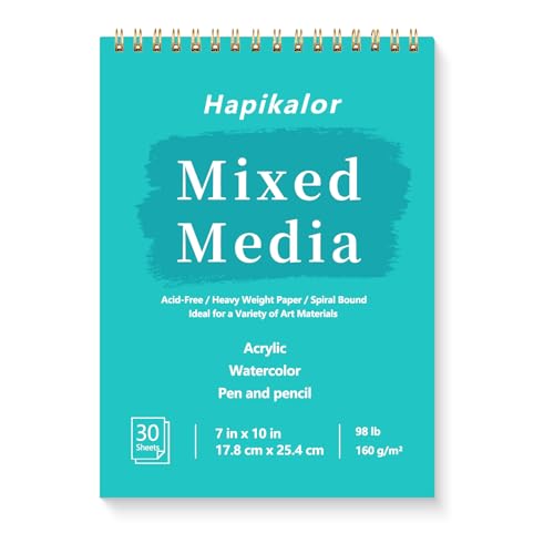 Sketch Book Mixed Media Pad - 7" x 10" Top Spiral Bound Sketch Pad, 30 Sheets 98lb/160gsm Acid-Free Drawing Paper, Art Supplies Sketchbook for Drawing, Sketching - size: 7" x 10"