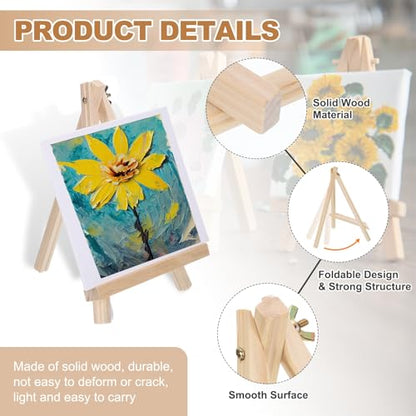 MECCANIXITY Mini Wood Display Easels, 11.8"x7.9"A-Frame Painting Tabletop Easels Holder Stand for Artists Beginners Displaying Small Canvases Art Photos Business Cards(Pack of 3, Wood Color) - size: 11.8"x7.9"
