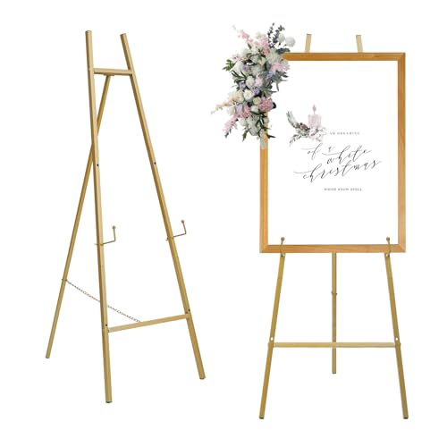 Heavy Duty Easel Stand for Mirror Adjustable,Iron Floor Easel Stand for Wedding Sign,47'' Metal Easel Display Stand(Gold) - color: Gold, size: A