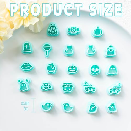 Tainsky Halloween Studs Polymer Clay Cutters, 22 Shapes Halloween Studs Clay Earrings Cutters for Clay Jewelry (C) - color: Studs-C