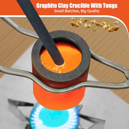 9 Pieces Graphite Torch Melting Casting Kit, Includ 2 Crucible Stir Stick|Casting Mould|11 in 1 Ingot Mould|Quartz Plate|Crucible|Cylindrical Graphite|Quartz Crucible|Whip Tongs,Gold Metal Melting Kit