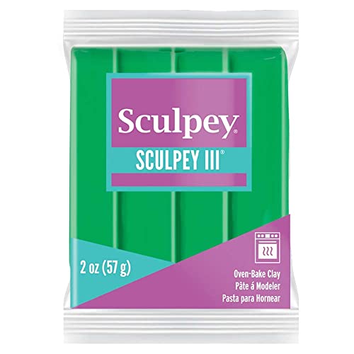 Sculpey III® Polymer Oven-Bake Clay, Emerald Green, Non Toxic, 2 oz. bar, Great for modeling, sculpting, holiday, DIY, mixed media and school projects.Perfect for kids & beginners! - size: 2 Oz