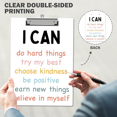 Inspirational Clipboard, Positive Affirmations ClipBoards with Low Profile Clip for Kids Students, Motivational ClipBoards Suitable for School Office, 12.6 x 9 Inch Size - C06 - style: I Can Do Hard Things