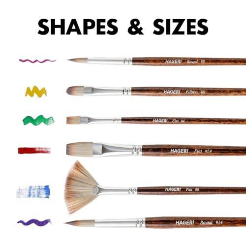 25 Pieces Paint Brushes, Expert Synthetic Nylon Bristles Paint Brush Kit with Palette Knife & Suede Leather Roll, Paint Brushes Set for Oil, Acrylic, Watercolor, Gouache and Detail Paintings
