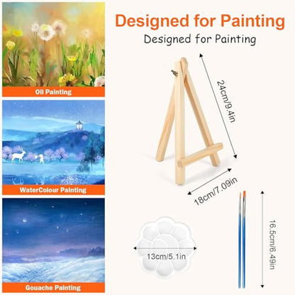 8 Pack 8x10in Canvas Painting Kit, Canvases Board & Easel & Acrylic Paint Set for Adults, Drawing Boards with Palette & Brushes for Party