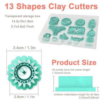 Mysterious Boho Clay Cutters - 13 Shapes Mysterious Magical Elements Polymer Clay Cutters for Jewelry, Earring Making Kit with Storage Box - style: Mysterious Bohemia theme (13 pcs)