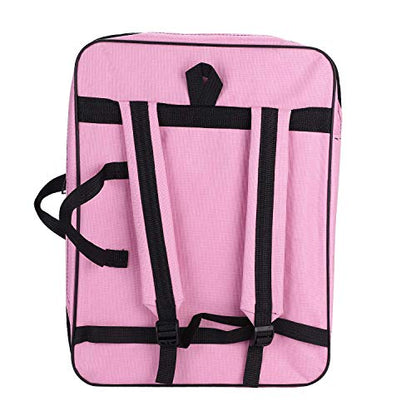 haozaikeji A3 Artist Portfolio Carry Case Bag Portable Waterproof Canvas Shoulder Bag Painting Pad Backpack for Sketching Painting Art Supplies with Shoulder Straps & Carry Handle - color: Pink