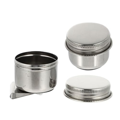 Wakauto Oil Pots Oil Paint Stainless Steel Container 2 Pcs Stainless Steel Painting Cup No Leakage Can Clip on Artist Paint Brush Washer Art with Lid Container - size: 4.5X4.2X3.5CM
