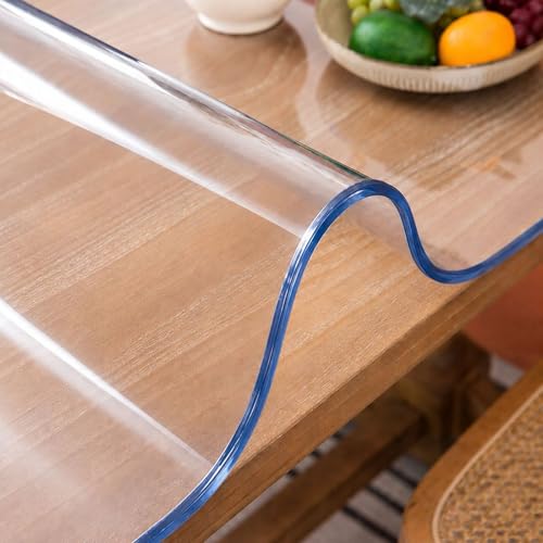 Clear Table Cover Protector 14 x 63 Inch, 2mm Thick Clear Desk Mat, Plastic Table Cover, Transparent Desk Cover, Desk Protector Mat for Desktop, Writing Desk - size: 14" x 63"