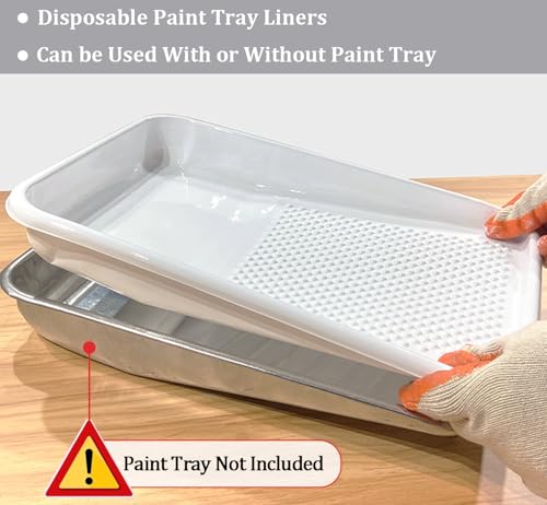 Great Andrew 9-Inch Paint Tray Liner, 21 PCS Plastic Paint Roller Tray Liner Set, Disposable Paint Pan Liners for Painting House, Walls, Floors, Home Improvement DIY Projects - size: 21 Pack Liners, 9 In