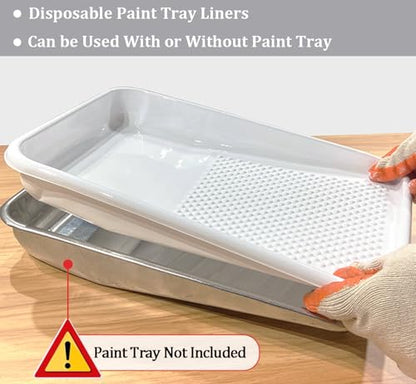 Great Andrew 9-Inch Paint Tray Liner, 21 PCS Plastic Paint Roller Tray Liner Set, Disposable Paint Pan Liners for Painting House, Walls, Floors, Home Improvement DIY Projects - size: 21 Pack Liners, 9 In
