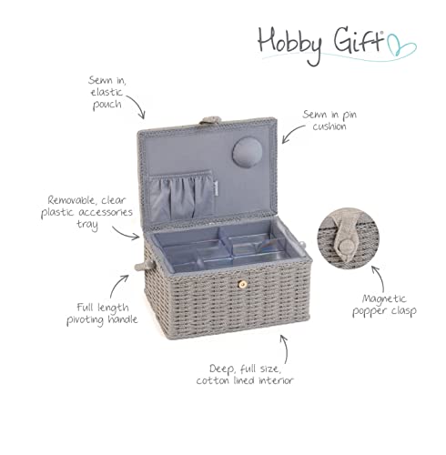 Hobby Gift Medium Sewing Box Organiser, Fabric Covered Storage Box with Handle, Internal Tray, Pin Cushion and Pocket for Sewing, Quilting and Knitting Supplies - color: Wild Flowers