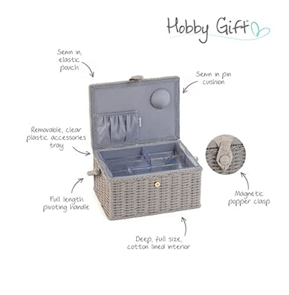 Hobby Gift Medium Sewing Box Organiser, Fabric Covered Storage Box with Handle, Internal Tray, Pin Cushion and Pocket for Sewing, Quilting and Knitting Supplies - color: Wild Flowers