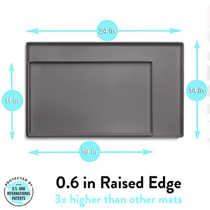 CatGuru Cat Food Mat, Small & Large Feeding Mats, 100% Waterproof Silicone Pet Placemat, Non-Slip Cat Food and Water Bowl or Water Fountain (Large, Carbon) - color: Carbon, size: L: 24" x 14"