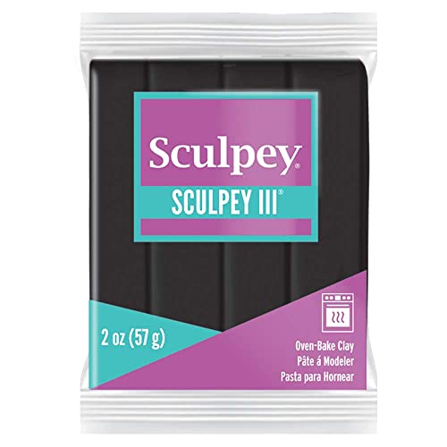 Sculpey III: Polymer Clay: Black - 2oz Pack - Oven Bake Clay, Non-Toxic, Sculpting, Create Jewelry-Decor-Craft Projects, Art Supplies, Adults-Kids - color: Black